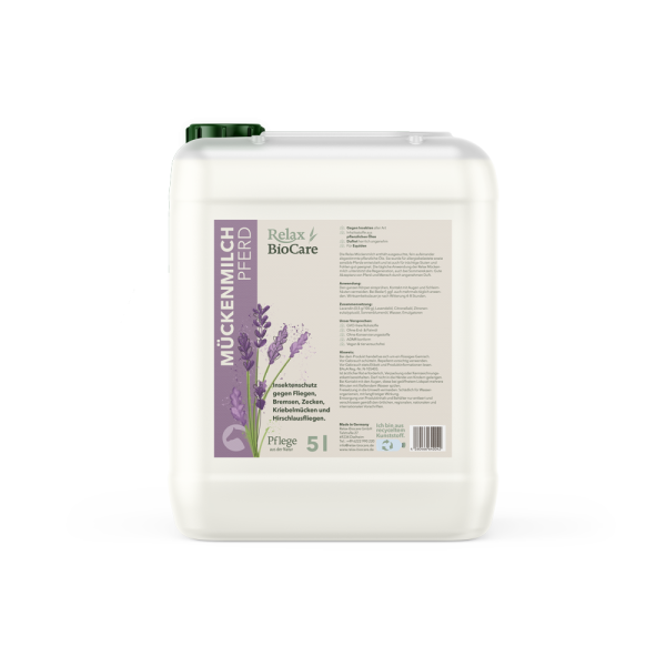 Relax BioCare Mückenmilch Pferd 5 Liter Kanister - Angebotspreis MHD 07.2026